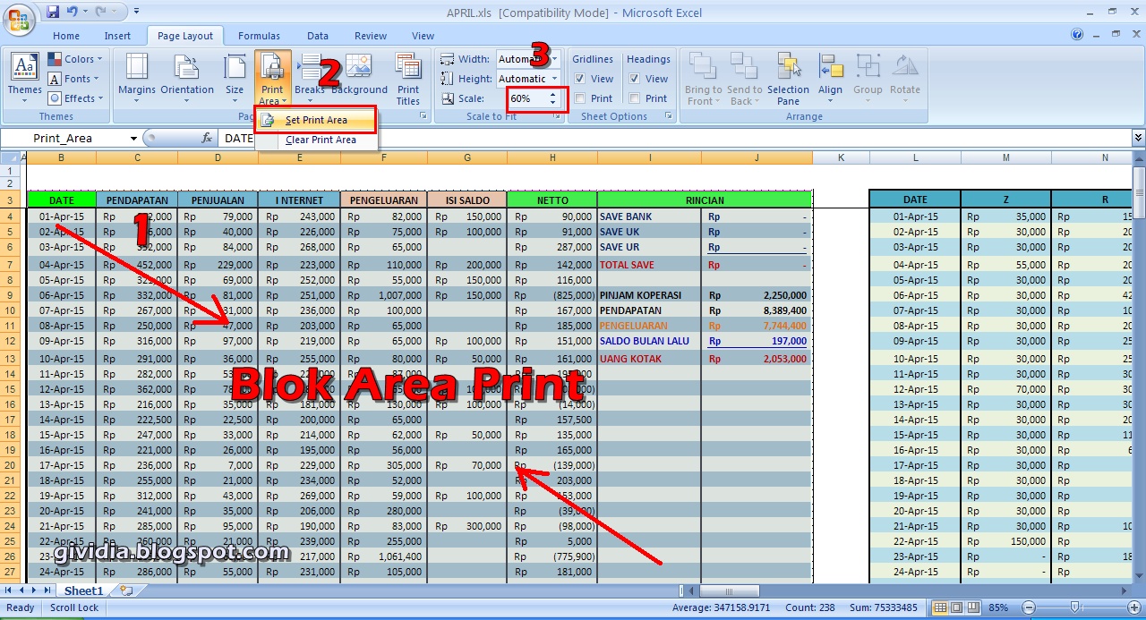 Cara Print File Di Excel Agar Tidak Terpotong Dan Sesuai Dengan Kertas - Gividia