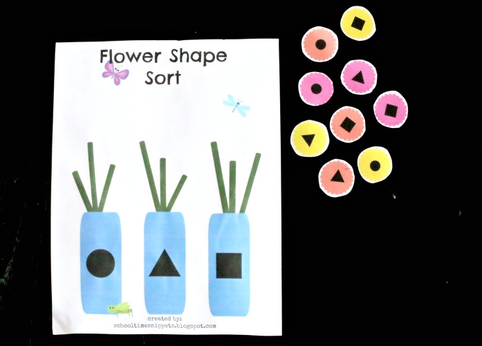 FREE Flower Shape Matching Printable School Time Snippets