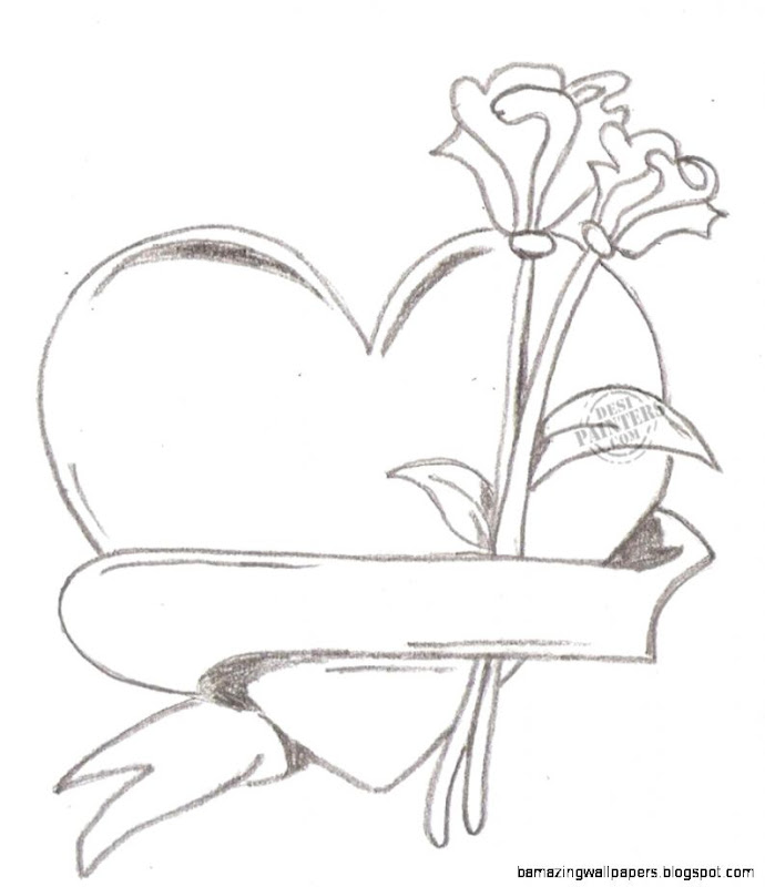 Drawing Of A Rose And Heart In Pencil Brown Leather Pencil Skirt 41 free heart drawings cliparting com. drawing of a rose and heart in pencil