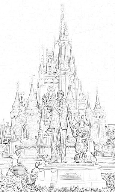 Walt Disney and Mickey Mouse at Walt Disney World coloring.filminspector.com