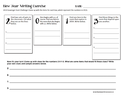 2013 Scavenger Hunt Activity - Creative Activities for the New Year www.traceeorman.com