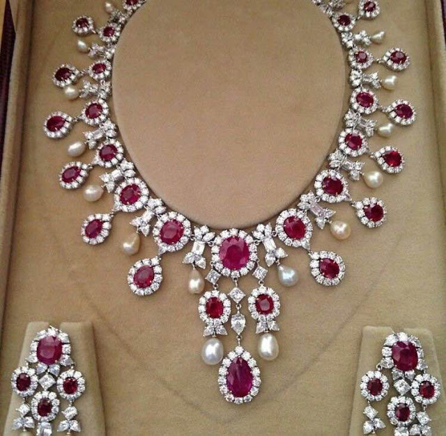 Diamond Ruby Necklace Jewellery Designs