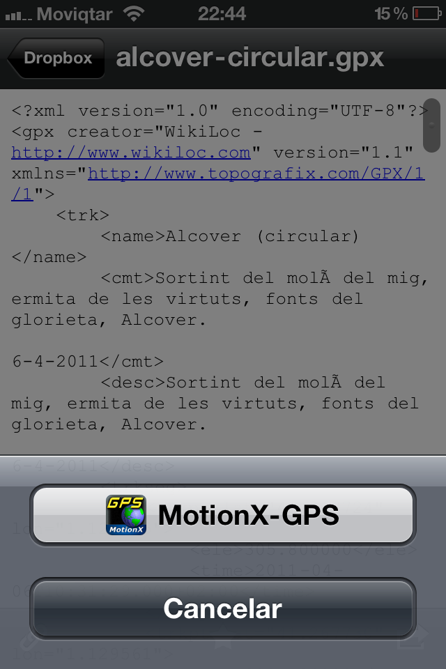 Los senderos de osnofla: Como seguir rutas wikiloc con aplicación MotionX-GPS, desde tu iphone o ipad.