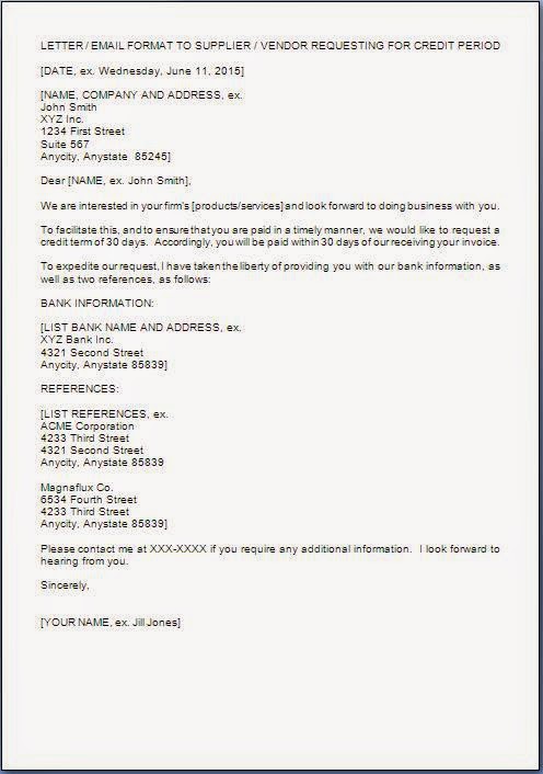 Credit Request Letter Sample