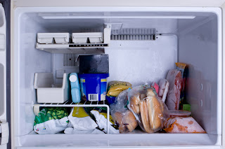 freezer with packaged foods