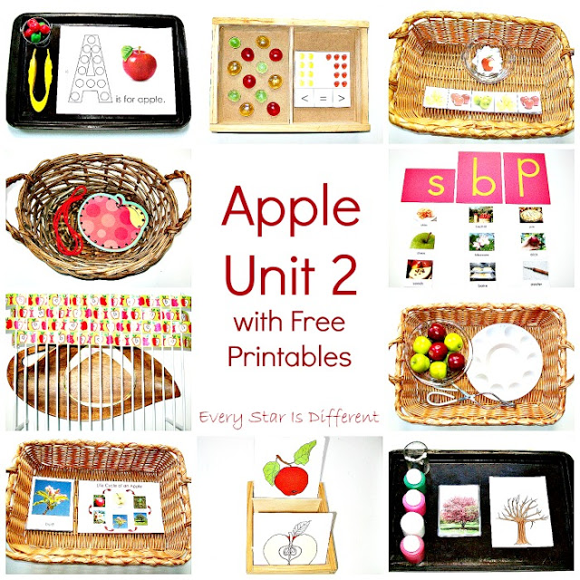 Apple themed learning activities and free printables for kids.
