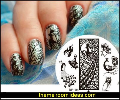 Unique Dancing Peacock Theme Nail Art Stamp Template Image Plate Unique Dancing Peacock Theme Nail Art Stamp Template Image Plate