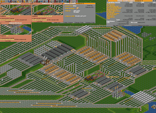 A complicated railroad system in Open Transport Tycoon Deluxe