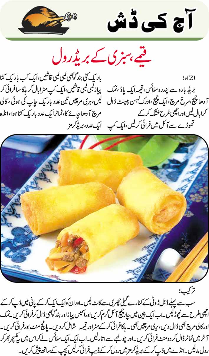 Daily Cooking Recipes in Urdu Keema Sabzi Bread Roll Recipe in Urdu