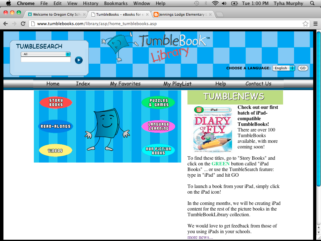 Jennings Lodge Elementary Library TumbleBooks!!!