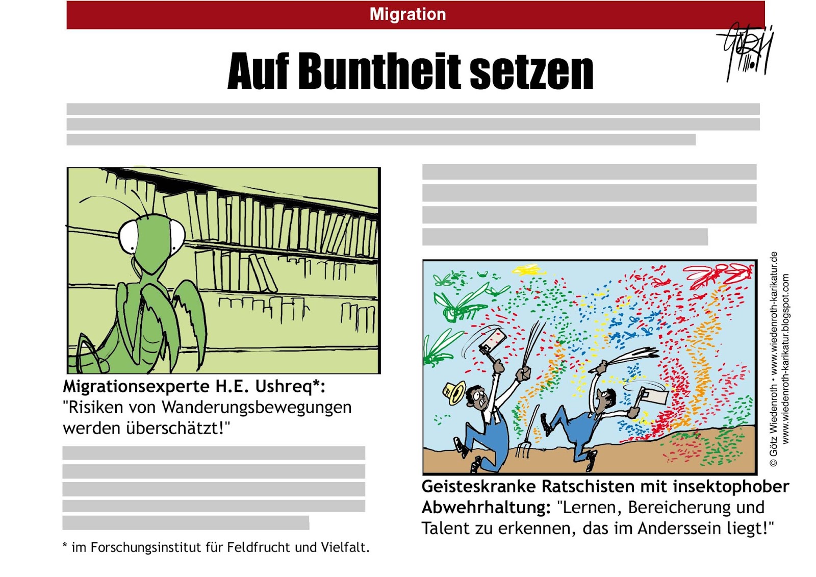 Karikamur Karikatur Wiedenroth Integration Die Blendgranate Der Metissage Agenten