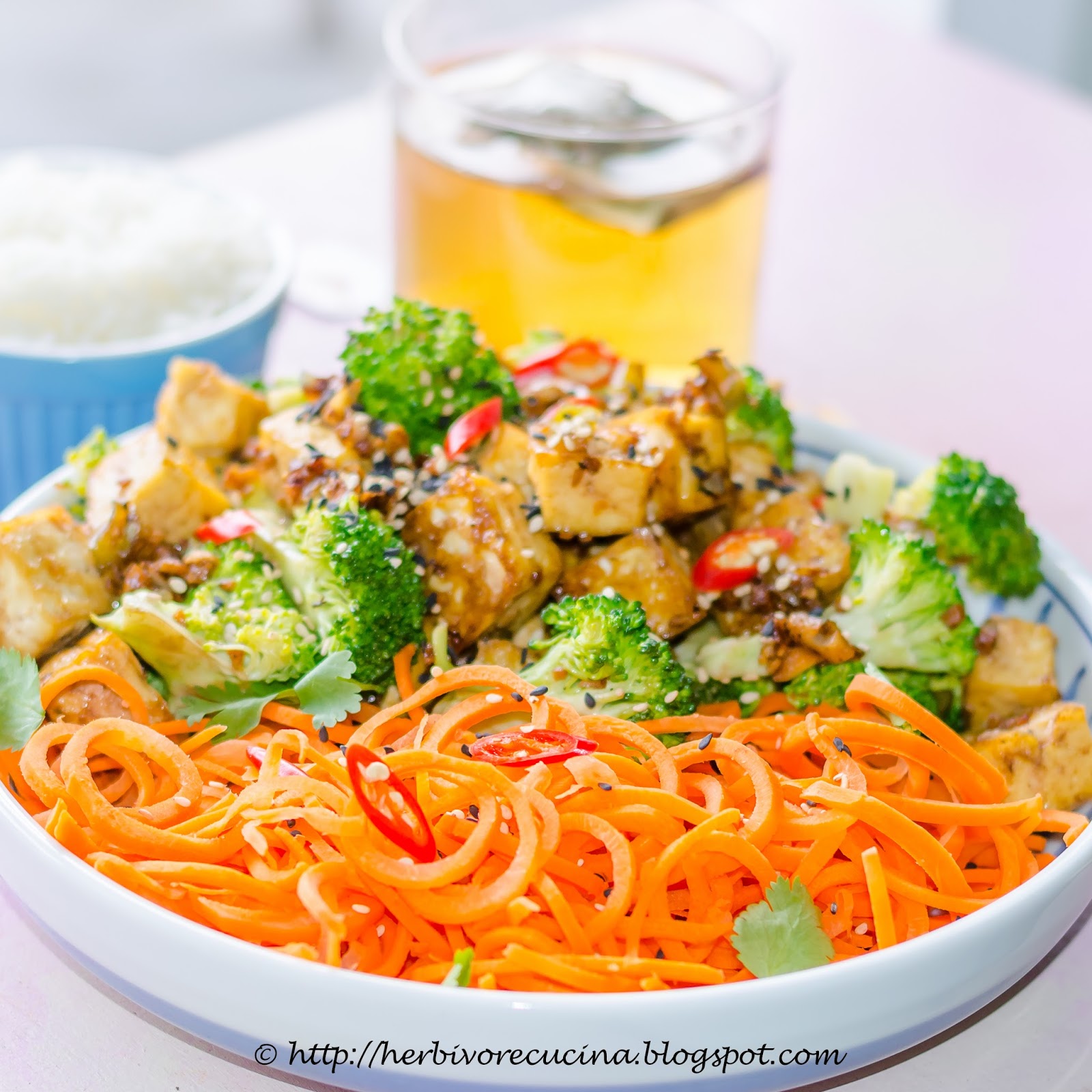 Herbivore Cucina Baked Tofu Bowl with Carrot Noodles