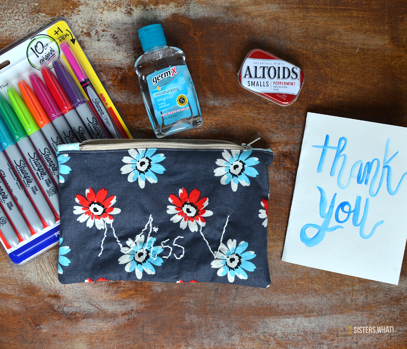 teacher gift idea easy zipper bag with child embroidery