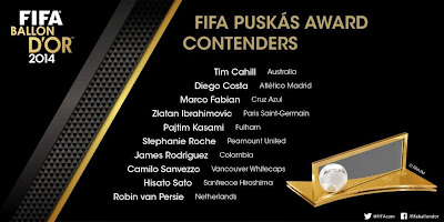FIFA announced 10 goals for Puskas Award 2014
