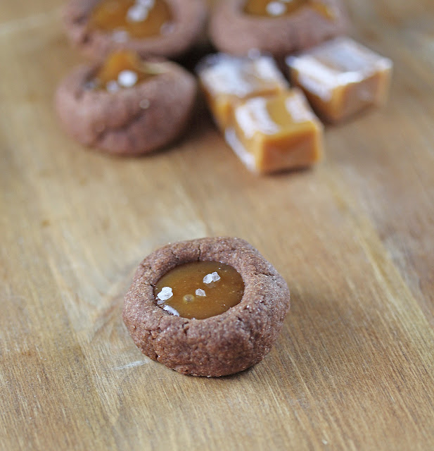 Salted Caramel Chocolate Espresso Thumbprint Cookies