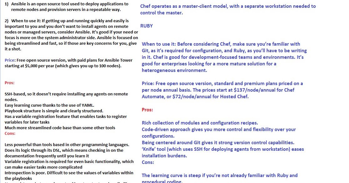Keep on Keeping on !! Differences between Ansible vs Puppet vs Chef vs