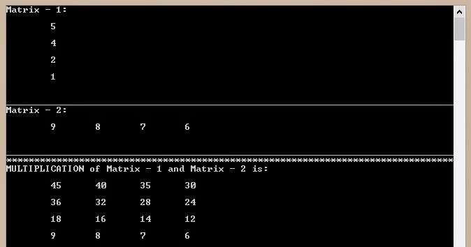 Programming in High Level Languages: C++ Program for Matrix Multiplication