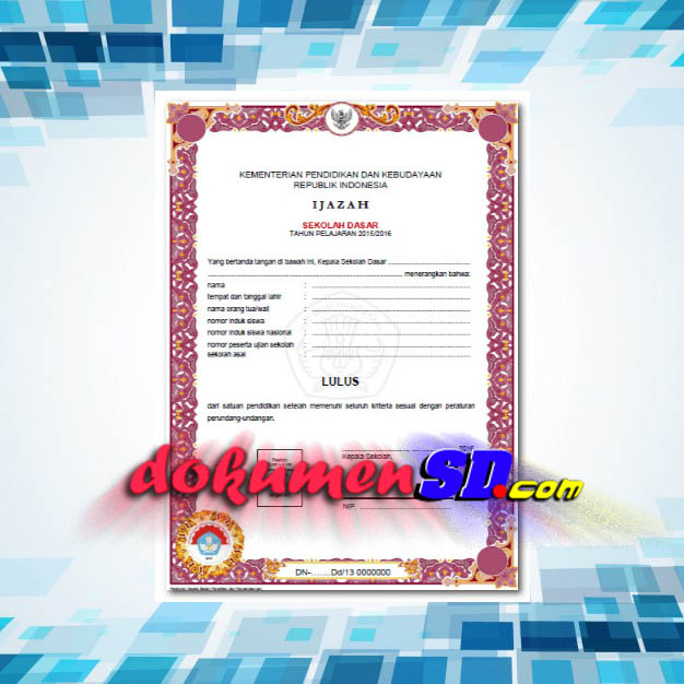Contoh Blangko Ijazah Kosong Jenjang SD Tahun 2017