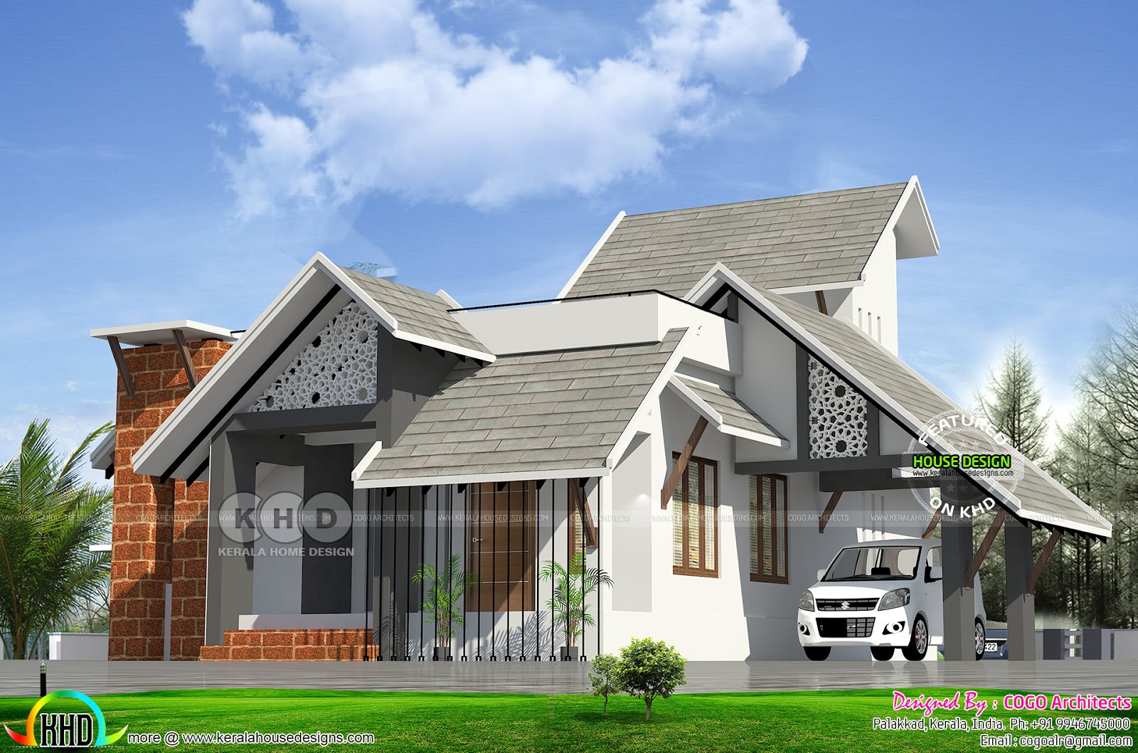 2 bedroom 1100 sq-ft ultra modern sloped roof house - Kerala home ...