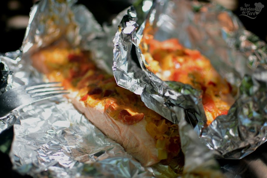 receta de papillotte de salmon y vegetales preparado al vapor tererecetas 05
