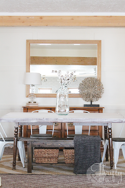 Farmhouse dining room makeover. Dining room updates done in one day in under 5 hours. Fixer upper style dining room decor and decorating ideas