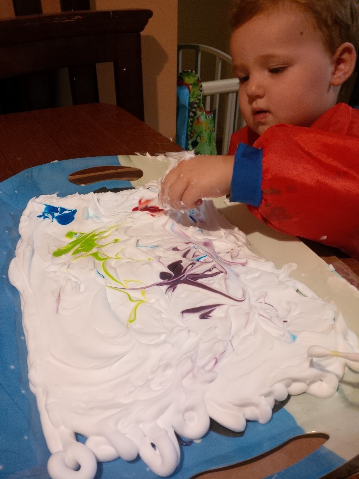 Baby and Me Shaving Cream Swirl Art Father's Day Craft Idea