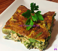 TORTILLA DE ESPÁRRAGOS, NUECES Y GAMBAS