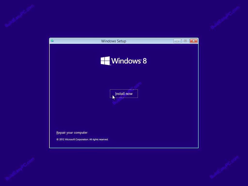 Windows 8 installation step 2