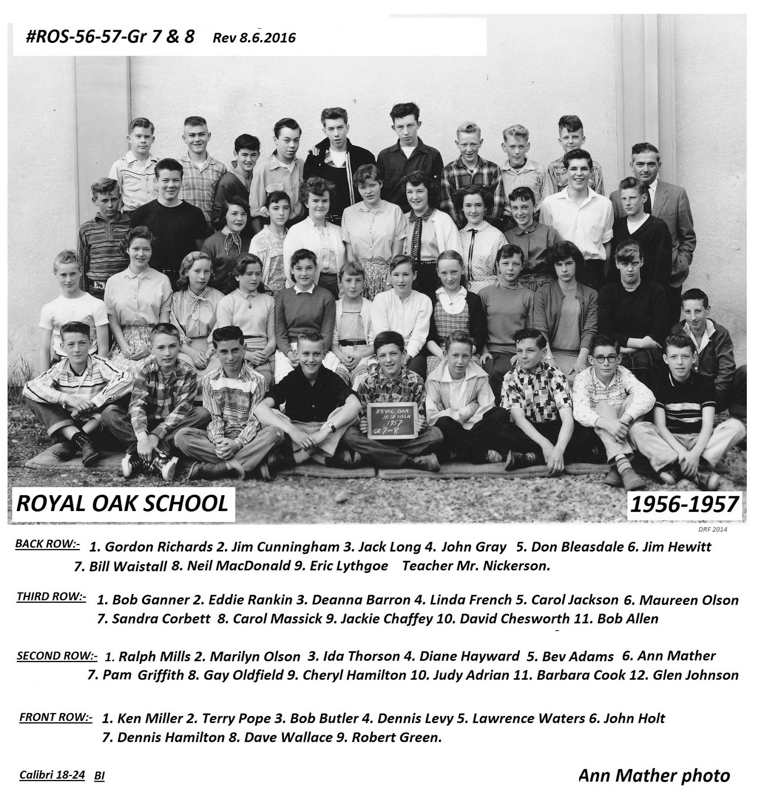 Royal Oak School Yard Class photos from the "1952" Royal Oak School.