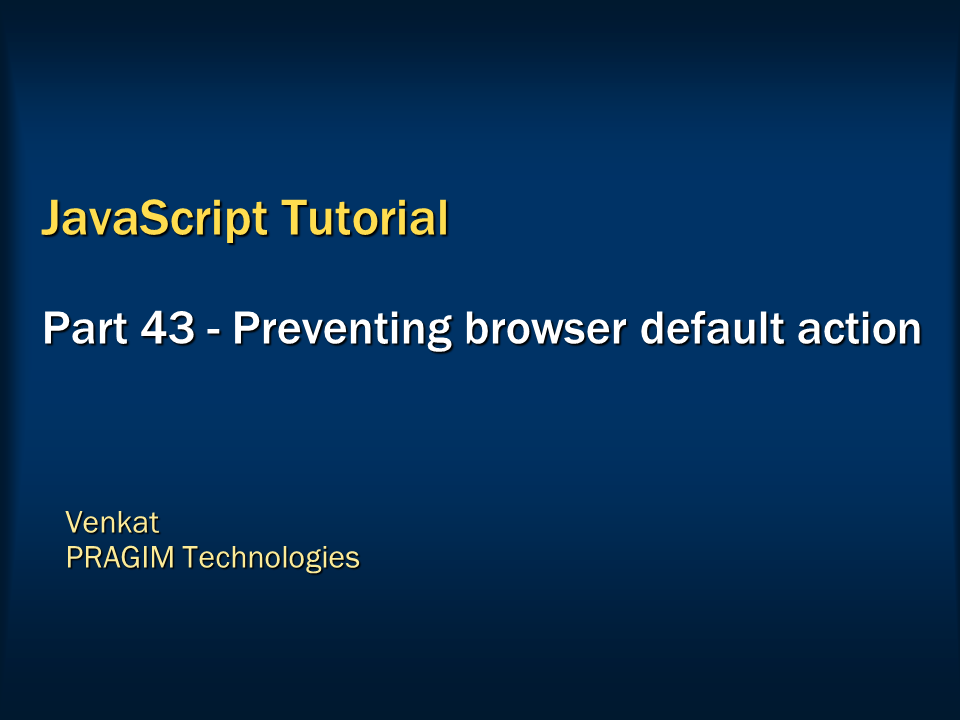Sql server, .net and c# video tutorial: Preventing browser default action