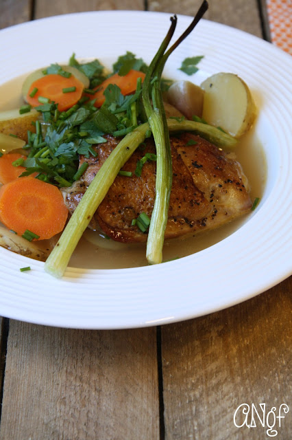 Chicken with herbs, carrots, onions and broth from anyonita-nibbles.co.uk