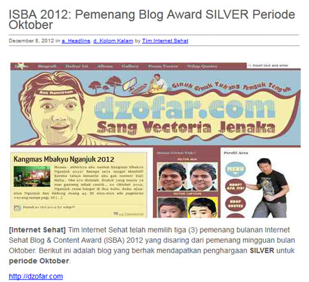 Menang SILVER ISBA Oktober