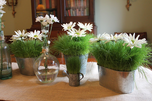 daisy and grass centerpiece