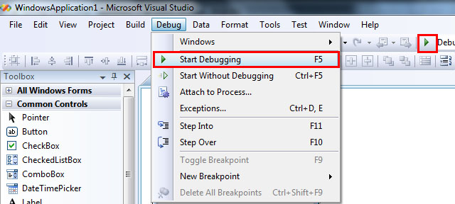 Running Debugging a VB C# Application