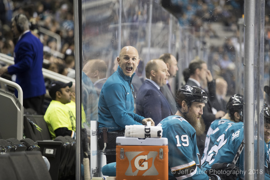 San Jose Sharks equipment manager Mike Aldrich works in the locker News  Photo - Getty Images