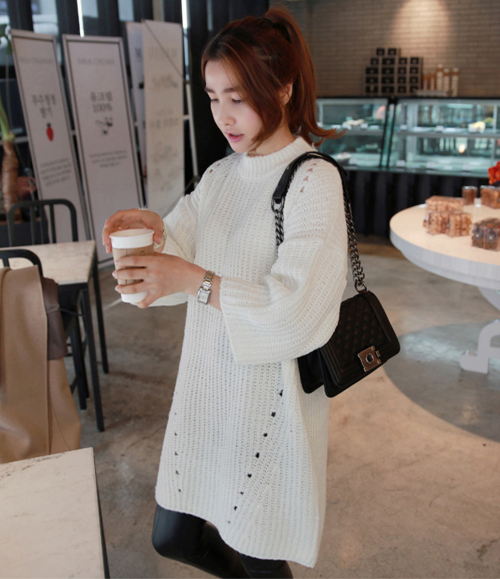 [Miamasvin] Rib Knit Drop Shoulder Dress KSTYLICK Latest Korean