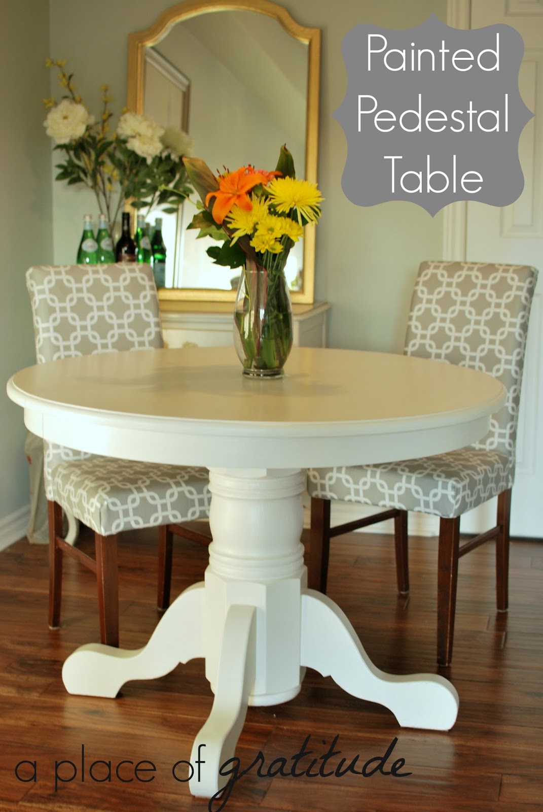 a place of gratitude Painted Pedestal Table