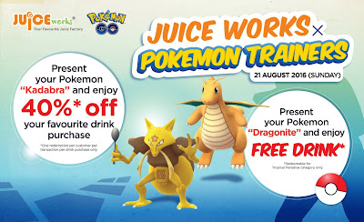 Juice Works Malaysia Free Drink Promo Pokemon Go