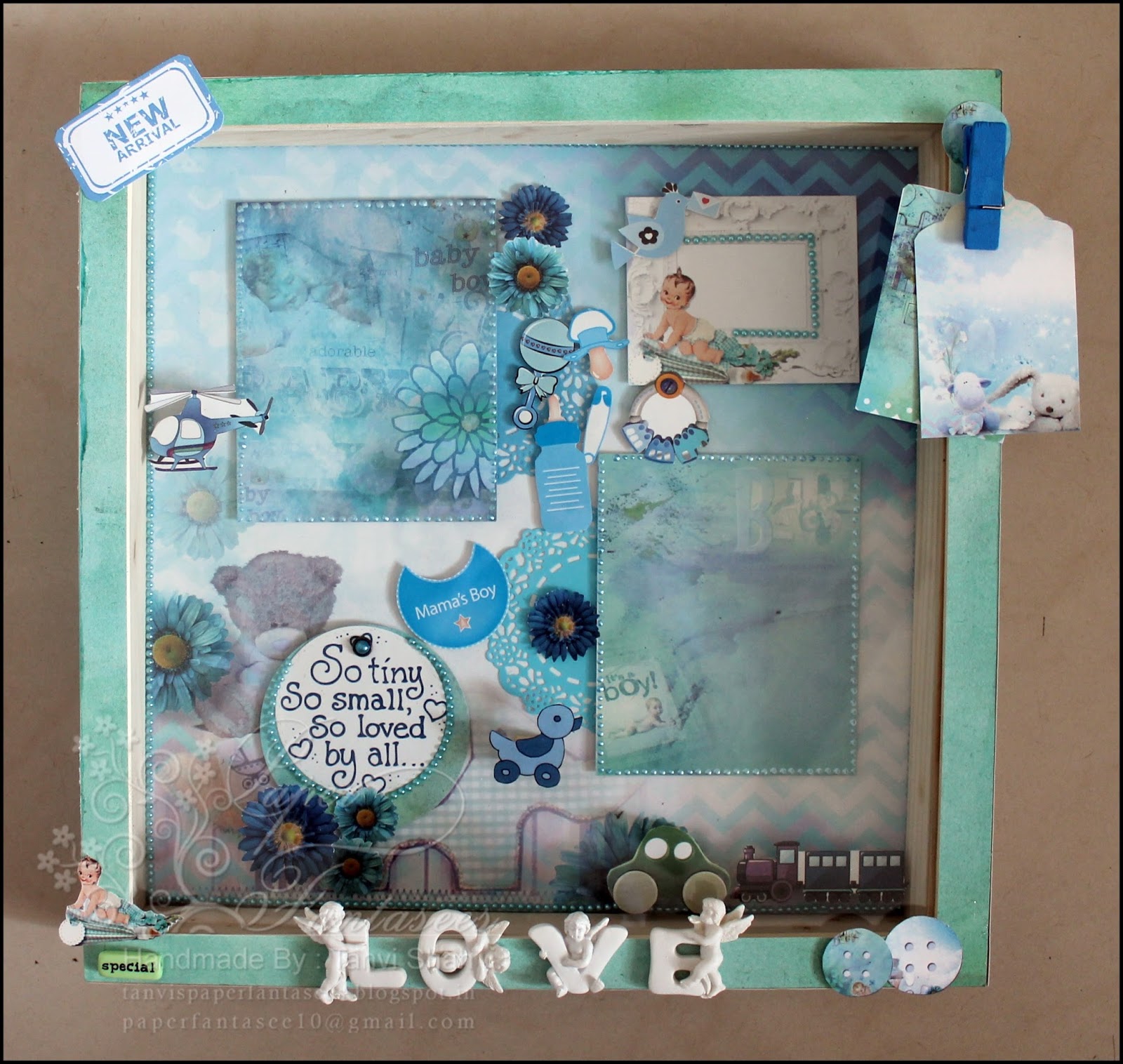 Paper Fantasees The Craft Blog Baby Boy Shadow box frame