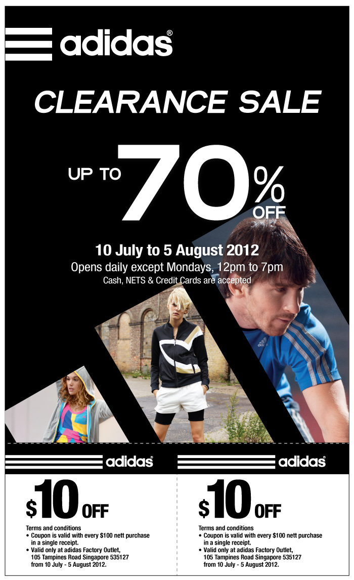 Tua Lobang: Adidas Clearance Sale@105 Tampines Road, Till 5 Aug 2012