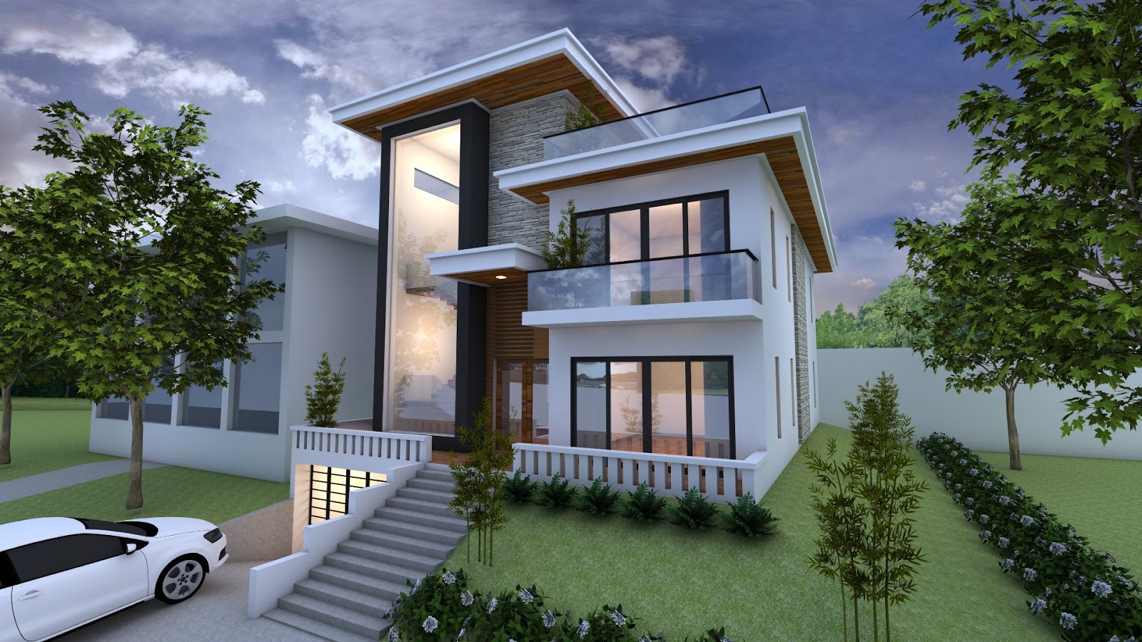 Sketchup Exterior Villa Design Drawing from Elevation 3 ...
