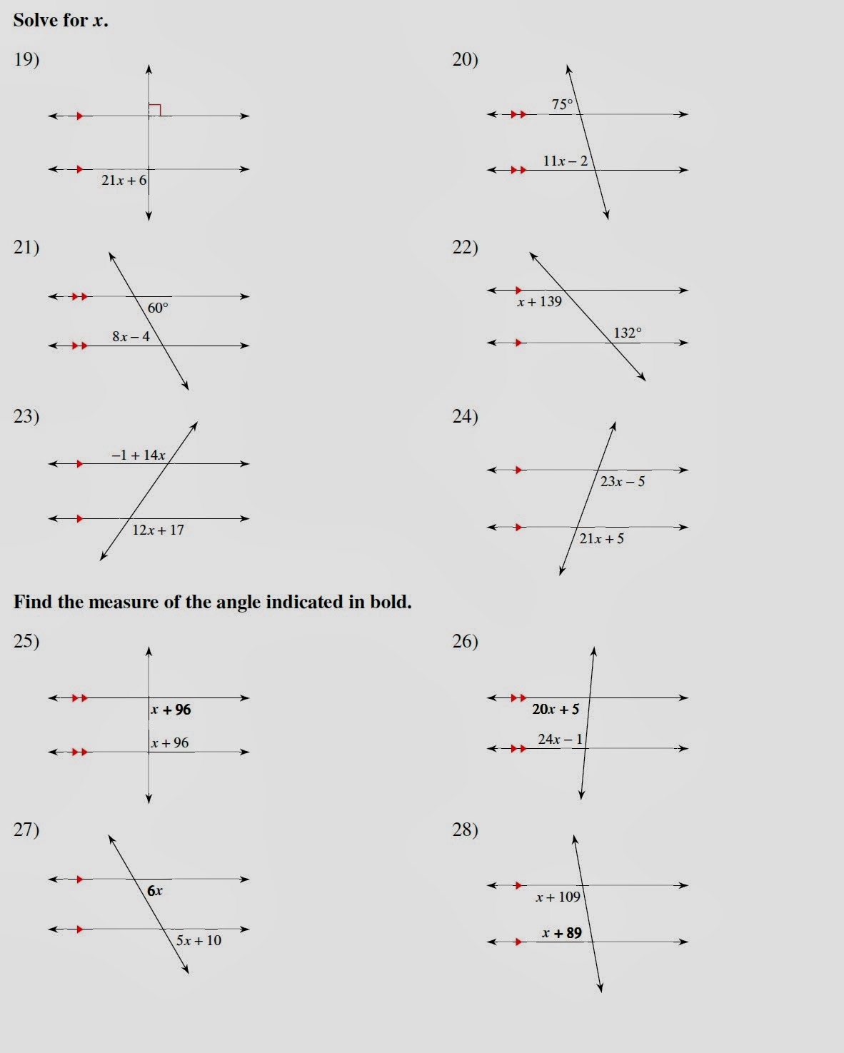 Mr. Matt's Math Classes: Assignment - Parallel Lines and Transversals