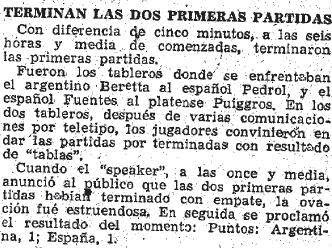 Otro recorte del diario ABC sobre el Match Internacional de Ajedrez Argentina-España, 1946