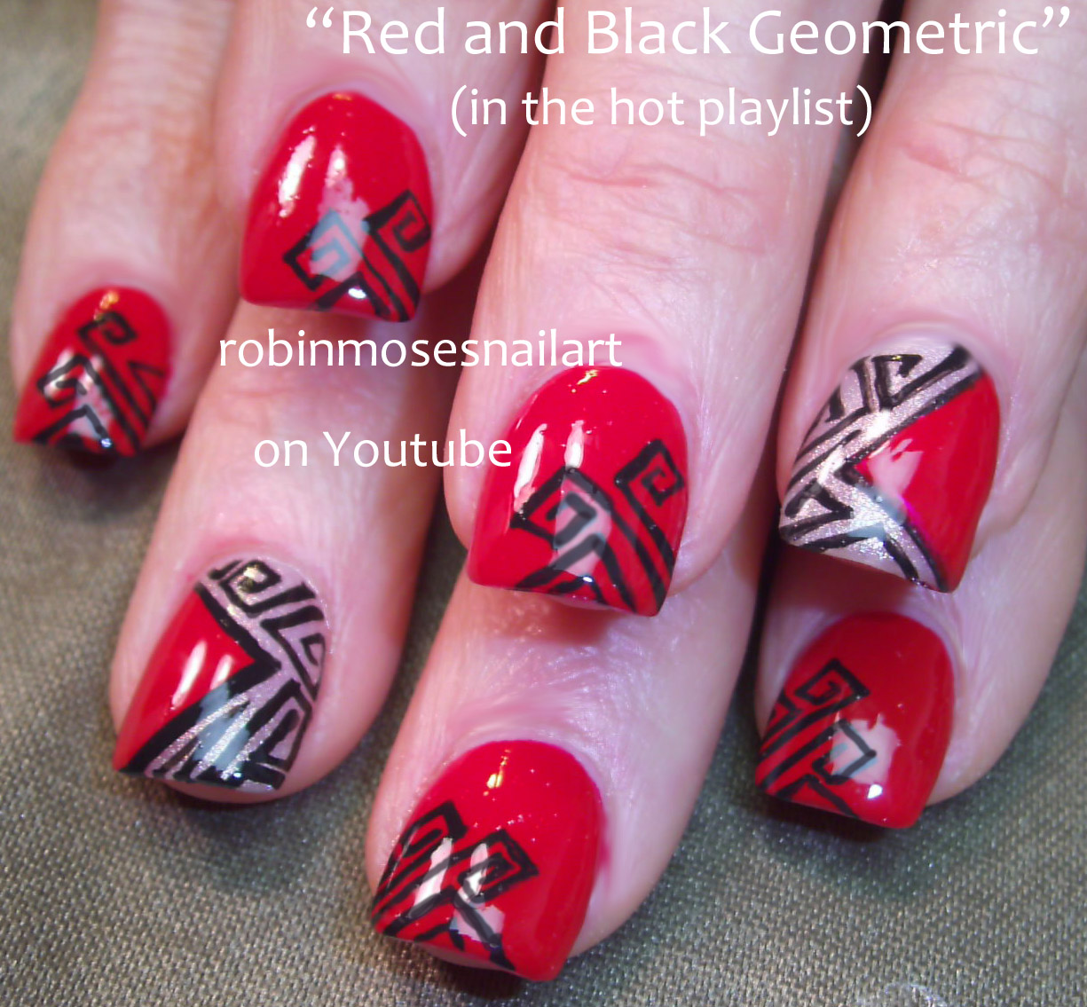 Robin Moses Nail Art: cute geometric nail art, sexy red and black ...