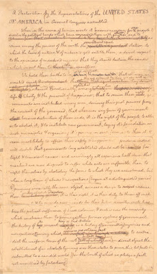 Thomas Jefferson Draft of the Declaration of Independence Image Courtesy of the Library of Congress