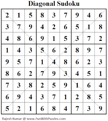 Answer of Diagonal Sudoku (Fun With Sudoku #122)