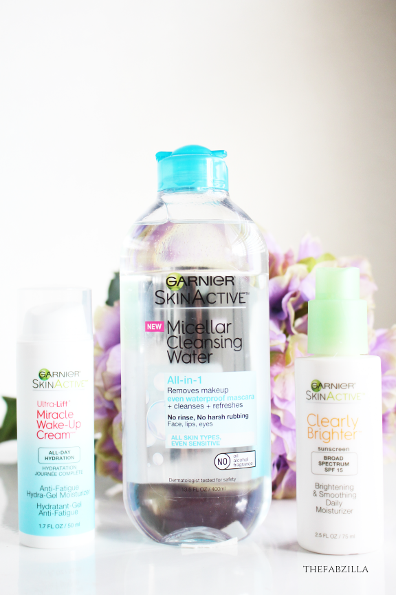 Garnier Micellar Cleansing Water, Garnier Ultra-Lift Miracle Wake-Up Cream, Garnier Clearly Brighter Brightening and Smoothing Daily Moisturizer SPF 15 Review