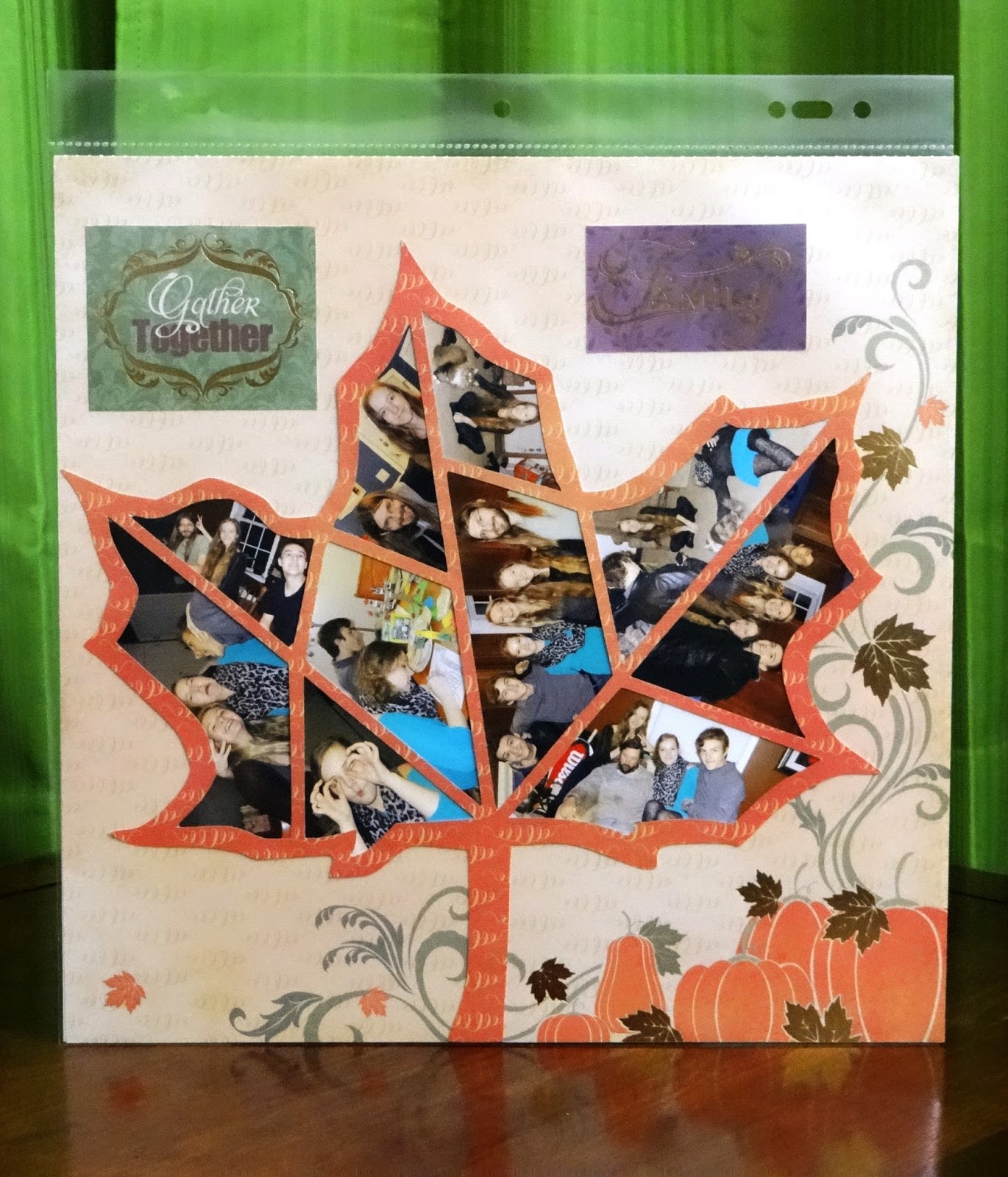Amber's Craft a Week Blog Geometric Leaf Thanksgiving Scrapbooking Layout