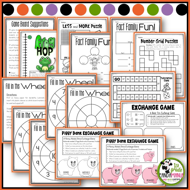 Best Print and Play Math Games for K-2! | 1st Grade Pandamania