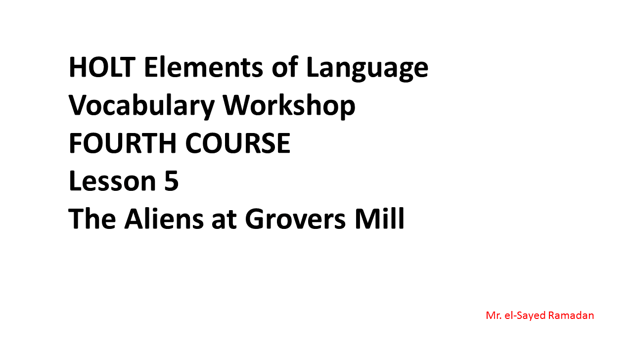 HOLT Elements of Language Vocabulary FOURTH COURSE Lesson 5